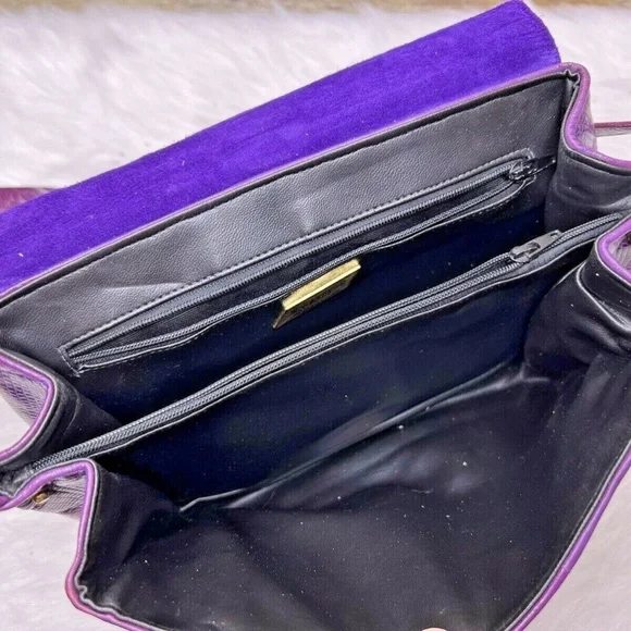 Vntg Sharif Purple Snakeskin Embossed Leather Purse Shoulder Bag Crossbody - Picture 10 of 12